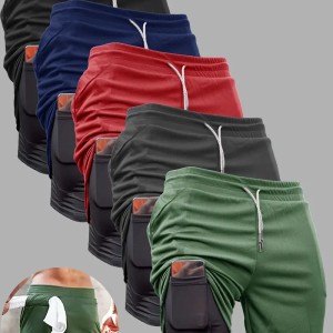 5pcs Men's 2-in-1 High Stretch Workout Shorts